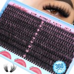 calphdiar Cluster Eyelash Extensions 70D Lash Clusters 360PCS Individual Lashes Fluff Eyelash Clusters D-curly Wispy Lashes Clusters 10-18mm DIY Eyelashes Fairy False Lashes Extension