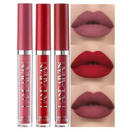 BestLand 3Pcs Matte Liquid Lip Gloss Set - 24H Transfer-Proof, Moisturizing & Non-Sticky I Mauve Pink, Classic Red, Deep Burgundy I Vegan + Cruelty-Free for Daily & Party