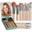 BS-MALL Travel Makeup Brush Set Foundation Powder Concealers Eye Shadows Makeup Set with LED light Mirror 14 Pcs (Green)