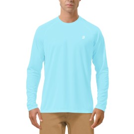 Roadbox Mens UPF 50+ Long Sleeve SPF Diving Rash Guard UV Sun Protection Shirts for Outdoor Fishing Hiking Swimming Running Light Green