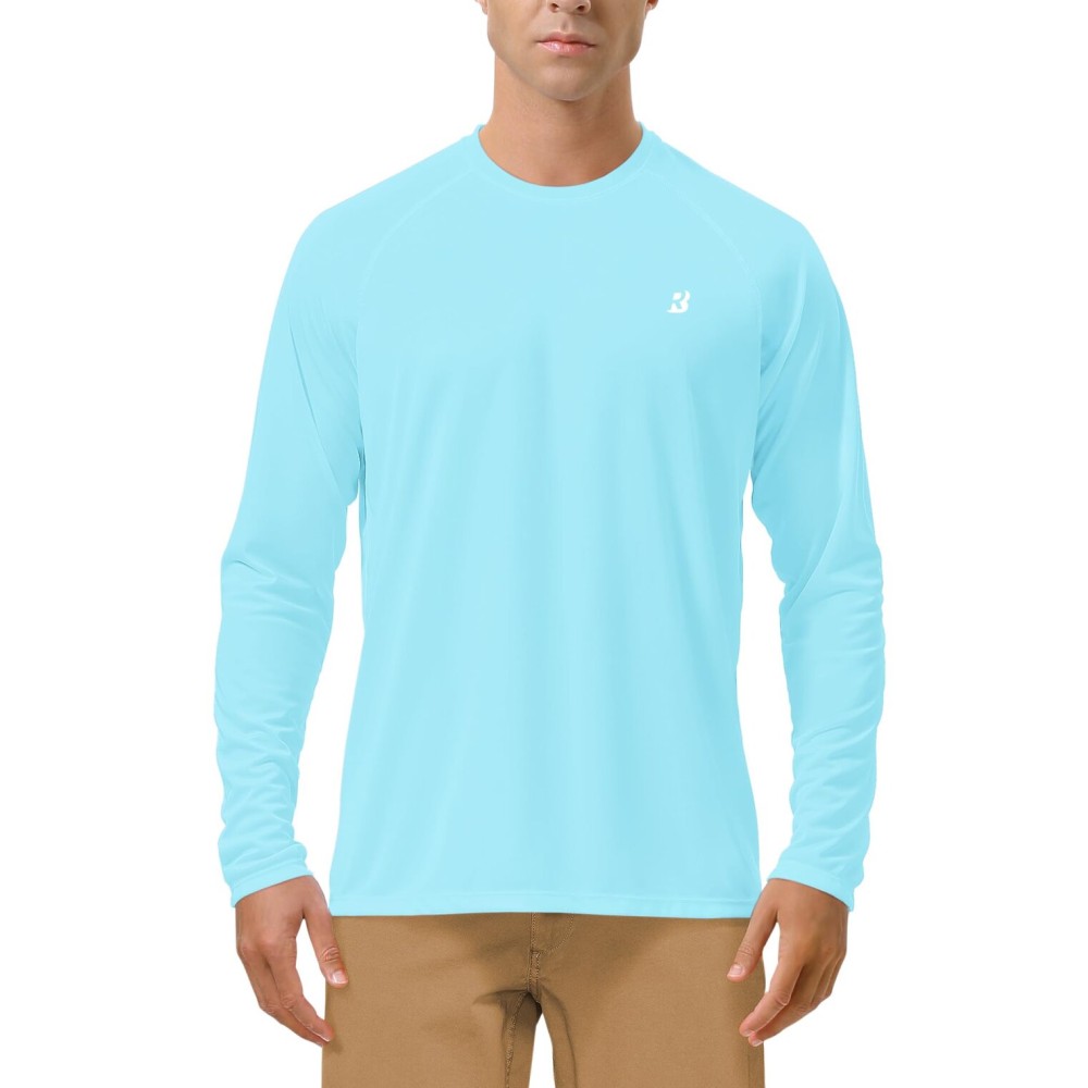 Roadbox Mens UPF 50+ Long Sleeve SPF Diving Rash Guard UV Sun Protection Shirts for Outdoor Fishing Hiking Swimming Running Light Green