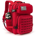 QT&QY 25L Military Tactical Backpacks For Women Survival Army Laser cut Molle Daypack small EDC Bug Out Bag Gym Rucksack With Dual Cup Holders medical Rucksack Red heavy duty backpack