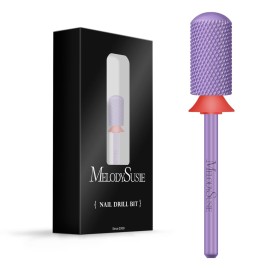 MelodySusie Safety Nail Drill Bits, 3/32\'\' Smooth Round Top Large Barrel Carbide Bits, Suitable for Manicure Pedicure Cuticle Gel Polishing, Beginners Bits, Purple, Series Bit-S, F