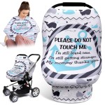 Metplus No Touch Sign Car Seat Cover for Babies, Mom Nursing Covers Breastfeeding Scarf, Multi Use Infant Carseat Canopy for Newborn Carrier/Stroller/Shopping Cart, Baby Shower Gifts for Boy Girl