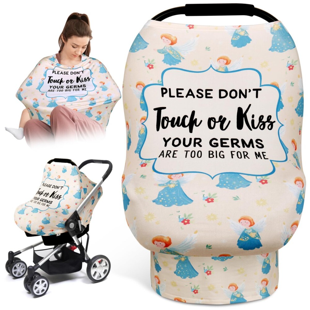 Metplus No Touch Sign Car Seat Cover for Babies, Mom Nursing Covers Breastfeeding Scarf, Multi Use Infant Carseat Canopy for Newborn Carrier/Stroller/Shopping Cart, Baby Shower Gifts for Boy Girl