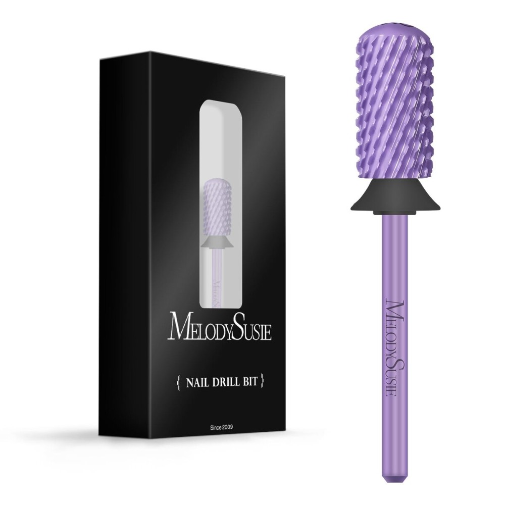 MelodySusie Safety Nail Drill Bits, 3/32\'\' Smooth Round Top Large Barrel Carbide Bits, Suitable for Manicure Pedicure Cuticle Gel Polishing, Beginners Bits, Purple, Series Bit-S, XC