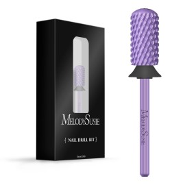 MelodySusie Safety Nail Drill Bits, 3/32\'\' Smooth Round Top Large Barrel Carbide Bits, Suitable for Manicure Pedicure Cuticle Gel Polishing, Beginners Bits, Purple, Series Bit-S, XC
