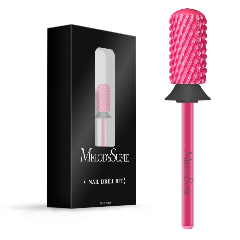 MelodySusie Safety Nail Drill Bits, 3/32\'\' Smooth Round Top Large Barrel Carbide Bits, Suitable for Manicure Pedicure Cuticle Gel Polishing, Beginners Bits, Pink Blossom, Series Bit-S, XC