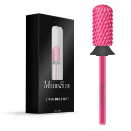 MelodySusie Safety Nail Drill Bits, 3/32\'\' Smooth Round Top Large Barrel Carbide Bits, Suitable for Manicure Pedicure Cuticle Gel Polishing, Beginners Bits, Pink Blossom, Series Bit-S, XC