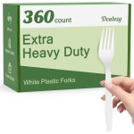 Dealusy 360 Count Extra Heavy Duty White Plastic Forks Disposable, BPA-Free, Heat Resistant, Solid and Durable Disposable Forks Bulk, Premium Plastic Forks heavy duty for Party Supply