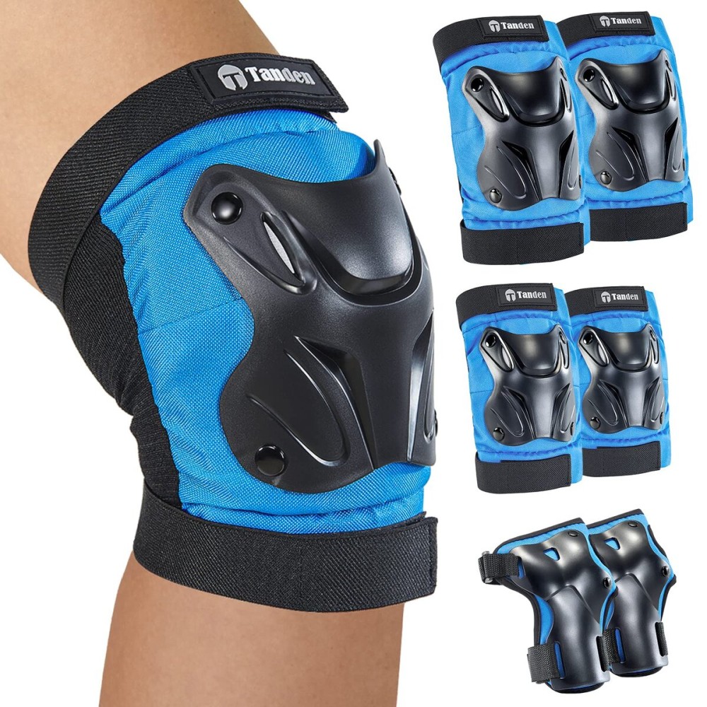 Tanden Skating Protective Gear Adult Youth Knee Pads and Elbow Pads Set, Skateboard Wrist Guards for Roller Skating Skateboarding Cycling Blue