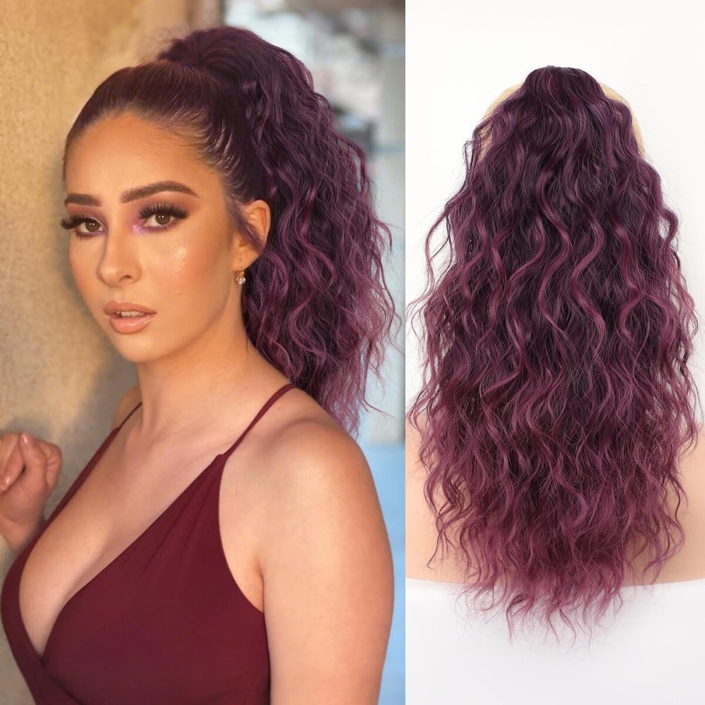 ORSUNCER Ponytail Extension Claw 18 Curly Pony Tail Clip in Claw Hair Extensions Fluffy Natural Looking Synthetic Hairpiece for Women