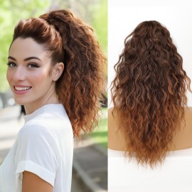 ORSUNCER Ponytail Extension Claw 18 Curly Pony Tail Clip in Claw Hair Extensions Fluffy Natural Looking Synthetic Hairpiece for Women