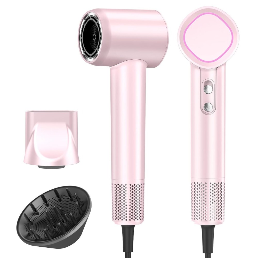 Hair Dryer, 160000 RPM High-Speed Brushless Motor with 500 Million Negative Ions, Professional Ionic Blow Dryer with Magnetic Diffuser & Nozzle,Lightweight for Home Travel Salon(Pink)