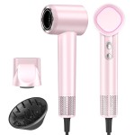 Hair Dryer, 160000 RPM High-Speed Brushless Motor with 500 Million Negative Ions, Professional Ionic Blow Dryer with Magnetic Diffuser & Nozzle,Lightweight for Home Travel Salon(Pink)