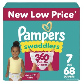 Pampers Swaddlers 360 Pull-On Diapers, Size 7, 68 Count for up to 100% Leakproof Skin Protection and Easy Changes