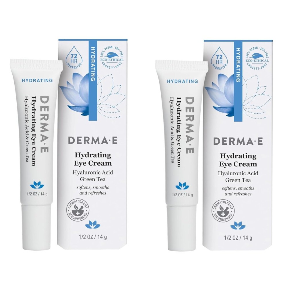 Derma E Hydrating Eye Cream, 0.5 oz | Firming and Lifting, Hyaluronic Acid Treatment, Under Eye and Upper Eyelid Cream, Reduces Puffiness and Appearance of Fine Lines (Pack of 2)