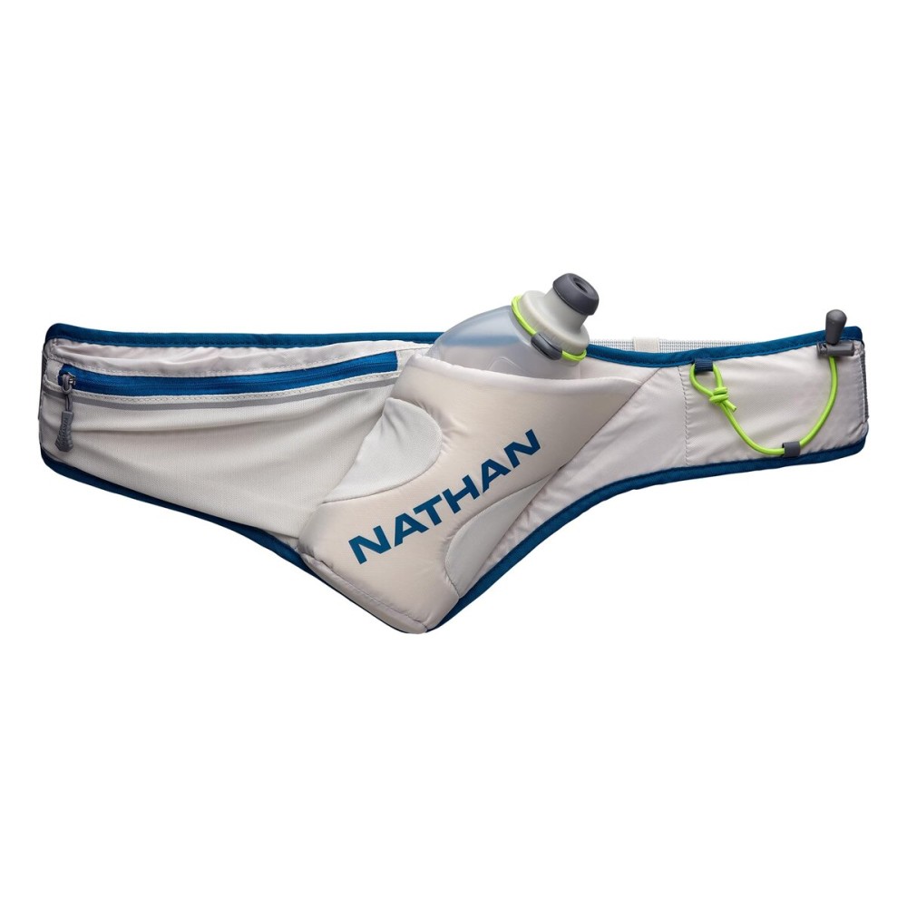 Nathan Peak Running Hydration Waist Pack Belt w/Speed Draw Flask Water Bottle, 18oz/535 ml Push/Pull Race Cap, Expandable Zippered Stretch Pocket