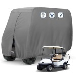 FLYMEI Golf Cart Covers 2 Passenger, Waterproof Winter Outdoor Golf Cart Cover for EZ GO Club Car and Yamaha, Dustproof and Windproof, 95L x 48W x 66H, Grey