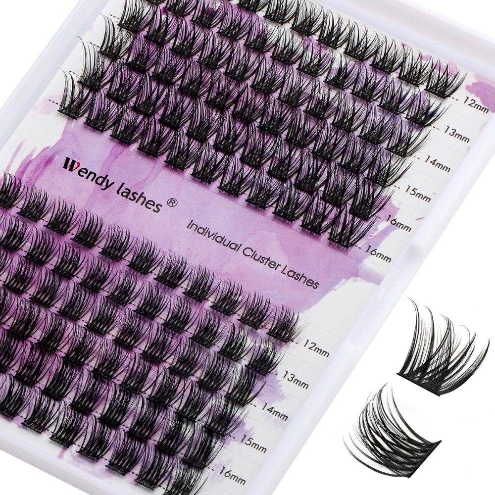 DIY Lash Clusters for Using at Home: Wendy, Natural, Fluffy, Wispy, Waterproof, Anime, Manga, Cat Eye, 0.07mm, D Curl, 12-16mm, K001+K002, FD0318