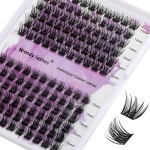 DIY Lash Clusters for Using at Home: Wendy, Natural, Fluffy, Wispy, Waterproof, Anime, Manga, Cat Eye, 0.07mm, D Curl, 12-16mm, K001+K002, FD0318