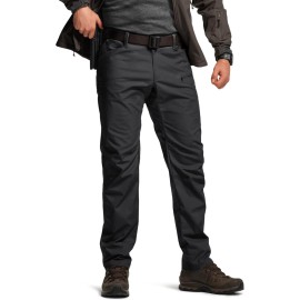 CQR Men\'s Flex Stretch Tactical Pants, Water Resistant Ripstop Cargo Pants, Lightweight EDC Outdoor Work Hiking Pants, Sneak Black, 40W x 34L
