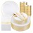 Festiva 350Pcs Gold Plastic Plates - White and Gold Dinnerware Set Disposable include 10 & 7 Plates,Cups,Silverware,Napkins -serve 50 Guests Perfect for Wedding& Chritmas & Party