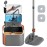 Upgraded Spin Mop and Bucket System Set, Self Separate Clean and Dirty Water, Foldable Square Standing Mop Head with Microfiber Mop Pads, Detachable Bucket (Grey+Orange, Mop Set with 2PC Pads)