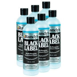 Randy\'s Black Label Cleaner - (12 fl oz) - Best Multipurpose Surface Cleaning Solution for Glass Tops, Metal and Ceramic Surfaces - Glass Top Cleaner for Streak-Free Finish - 6-Pack