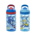 Zak Designs Sonic the Hedgehog Atlantic Kids Water Bottle For School or Travel, 16oz Durable Plastic Water Bottle With Straw, Handle, and Leak-Proof Spout Cover, 2-Pack (Sonic, Knuckles, Tails, Amy)