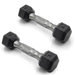 CAP Barbell 3 LB Rubber Coated Hex Dumbbell Hand Weight - Pair | Chrome Handle