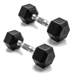 CAP Barbell 8 LB Rubber Coated Hex Dumbbell Hand Weight - Pair | Chrome Handle