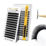 NAGARAKU Wet Camellia Eyelash Extension, Individual Lashes 3 Multi-length Fans Premium Matte Black Natural Pre-Glued Classic Lash Extensions Mega Volume Beauty Salon Supplies - 0.07LC 12-13-14
