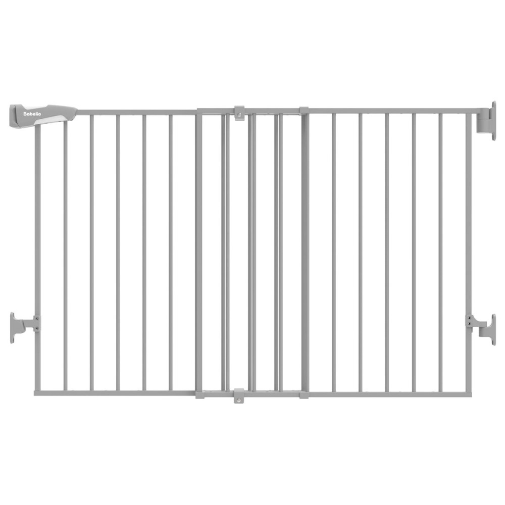 Babelio 31.5-55 No Bottom Bar Baby Gate Extra Wide, 2-in-1 Auto Close Dog Gate for The House, Stairs and Doorways, with Large Walk Thru Door, Grey