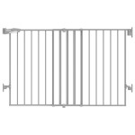 Babelio 31.5-55 No Bottom Bar Baby Gate Extra Wide, 2-in-1 Auto Close Dog Gate for The House, Stairs and Doorways, with Large Walk Thru Door, Grey
