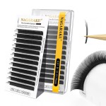 NAGARAKU Wet Camellia Eyelash Extension, Individual Lashes 3 Multi-length Fans Premium Matte Black Natural Pre-Glued Classic Lash Extensions Mega Volume Beauty Salon Supplies - 0.07D 12-13-14
