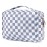 Narwey Small Hanging Travel Toiletry Bag for Women, Travel Bag for Toiletries, Checkered Makeup Bag Organizer Cosmetic Bags Make Up Bags for Girls (Grayish Blue Checkerboard)