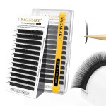 NAGARAKU Wet Camellia Eyelash Extension, Individual Lashes 3 Multi-length Fans Premium Matte Black Natural Pre-Glued Classic Lash Extensions Mega Volume Beauty Salon Supplies - 0.07C 9-10-11