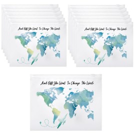 Reginary 50 Pcs Inspirational Gifts Bulk for Women Cosmetic Bag EVA Makeup Bag with Zipper for Birthday Christmas Encouragement Presents(Change the World)