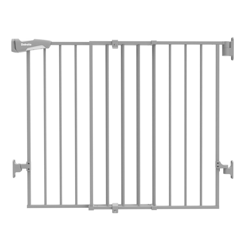 Babelio Baby Gate for Stairs & Doorways, 26-43 W 34 H Extra Tall| No Bottom Bar| Easy Installation| One-Handed Operation| Auto-Close| Hardware Mount (Drill Needed) Safety Dog/Pet Gate Indoor (Grey)