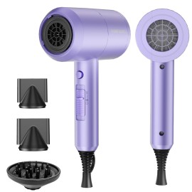 SHRATE Lightweight Ionic Hair Dryer with Diffuser - Powerful 1800W Blow Dryer for Fast Drying - Professional Low Noise Mini Hair Dryer for Travel, Gifts, Hair Styling