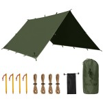 FREE SOLDIER Camping Tarp Waterproof Portable Multifunctional Outdoor Camping Traveling Awning Backpacking Shelter Rain Tarp (Dark Green 1313ft)