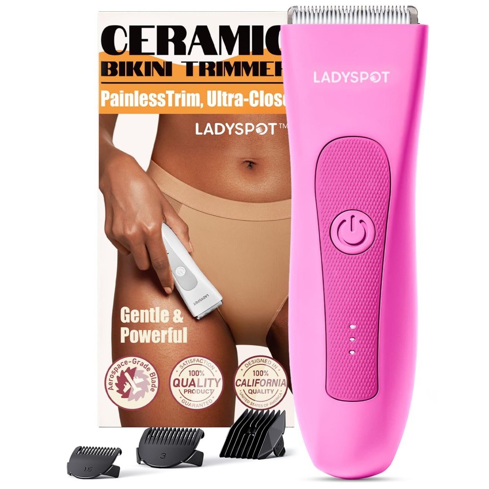 MANSPOT LADYSPOT Hair Shaver for Women, Shaving Sets with 3 Gurad and Replaceable Ceramic Blade Heads, No Nick, No Cut, No Razor Burn, Waterproof Wet/Dry, 90 Minutes Shaving (Women-Rosered-Version)