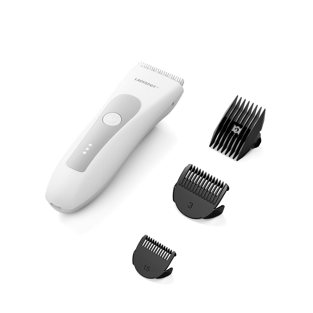 MANSPOT LADYSPOT Hair Finishing Trimmer Electric Shaver for Women, Women Shaving Sets, with 3 Guard and Replaceable Ceramic Blade Heads, LADYSPOT Pubic Hair Trimmer Kit Sets-(White)