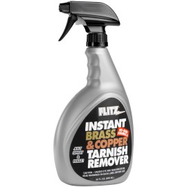 FLITZ Instant Brass and Copper Tarnish Remover - 32oz Bottle of USA-Made Organic Rust Remover Spray (No-Rub) - Removes Stains & Oxidation from Glass & Aluminum - Brass Cleaners That Work (1 Pack)