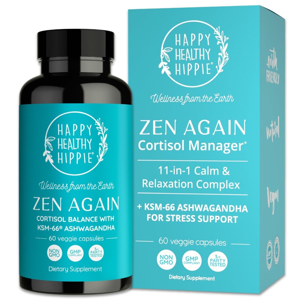 Zen Again Cortisol Manager with Ashwagandha KSM-66 | Cortisol Supplements for Women | 11-in-1 Complex | Natural Stress Support Supplement with L-Theanine, Rhodiola & Magnesium | Vegan, 60 Ct