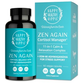 Zen Again Cortisol Manager with Ashwagandha KSM-66 | Cortisol Supplements for Women | 11-in-1 Complex | Natural Stress Support Supplement with L-Theanine, Rhodiola & Magnesium | Vegan, 60 Ct