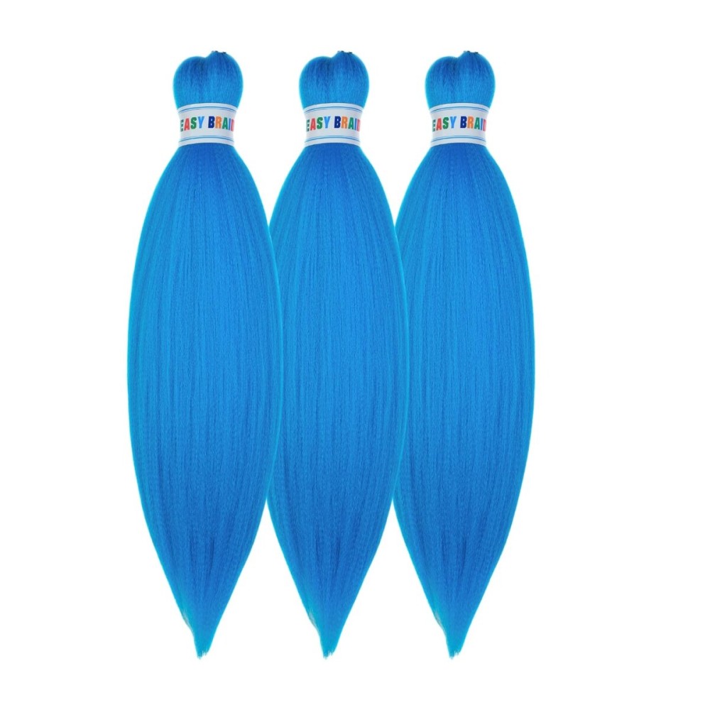 Kids Braiding Hair Pre Stretched Light Blue 16 Inch Short Synthetic Blue Box Braids Hair for Braiding
