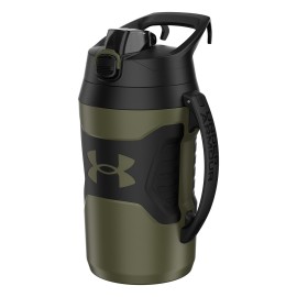 Under Armour Half Gallon Water Bottle Insulated, 64oz Insulated Water Bottle with Handle, Fence Hook, Leak Resistant, for Baseball, Football & More, Marine OD Green