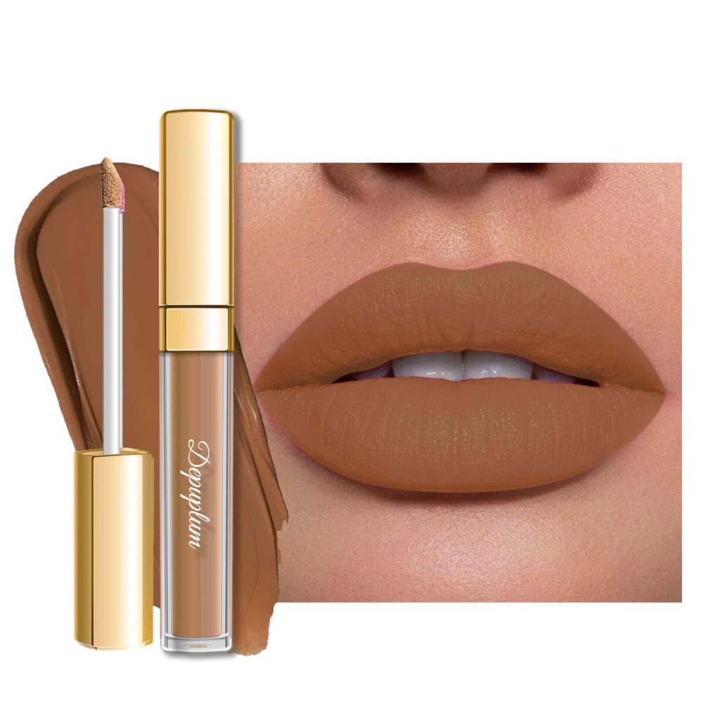 Depuplum Brown Lipstick Matte for Women Color Stay Long Lasting Lipstick Smudgeproof Liquid Lipsticks Cruelty Free Lip Color, DM11 Caramel Latte